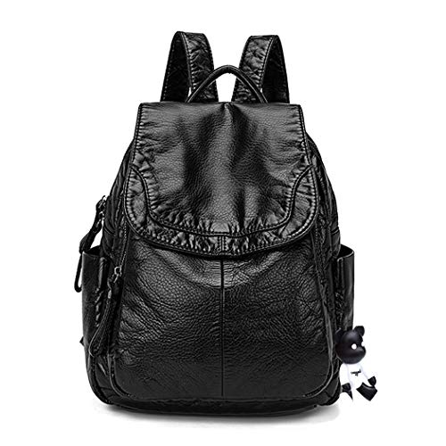 BUKESIYI Damen Tasche Rucksack Handtasche Frauen backpack Klein Anti Diebstahl Schulrucksack Laptop Weekender PU Leder DE78179 Schwarz von BUKESIYI