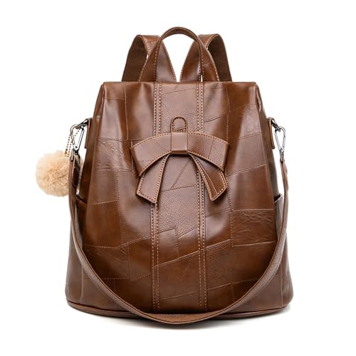 BUKESIYI Damen Tasche Rucksack Handtasche Frauen PU Leder backpack Klein Anti Diebstahl Schulrucksack Laptop Weekender DE78532 Braun von BUKESIYI