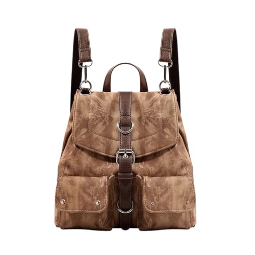 BUKESIYI Damen Tasche Rucksack Handtasche Frauen PU Leder backpack Klein Anti Diebstahl Schulrucksack Laptop Weekender DE78572 Braun von BUKESIYI