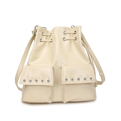 BUKESIYI Damen Tasche Rucksack Handtasche Frauen PU Leder backpack Klein Anti Diebstahl Schulrucksack Laptop Weekender DE78574 Nicht-Gerade Weiss von BUKESIYI