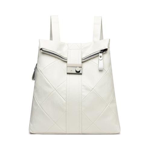 BUKESIYI Damen Tasche Rucksack Handtasche Frauen PU Leder backpack Klein Anti Diebstahl Schulrucksack Laptop Weekender DE78578 Nicht-Gerade Weiss von BUKESIYI