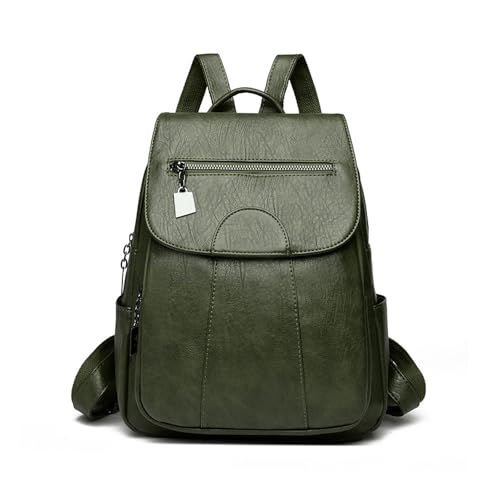 BUKESIYI Damen Tasche Rucksack Handtasche Frauen PU Leder backpack Klein Anti Diebstahl Schulrucksack Laptop Weekender DE78579 Grün von BUKESIYI