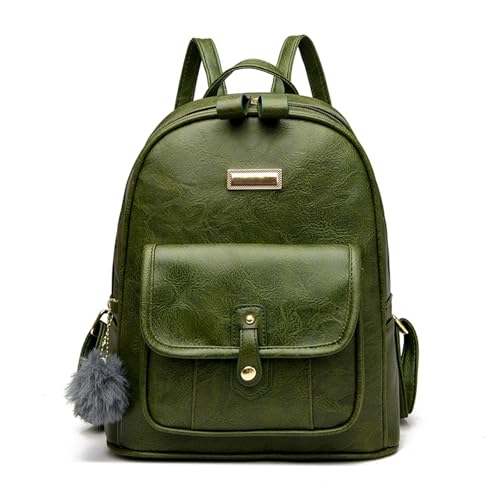 BUKESIYI Damen Tasche Rucksack Handtasche Frauen PU Leder backpack Klein Anti Diebstahl Schulrucksack Laptop Weekender DE78586 Grün von BUKESIYI