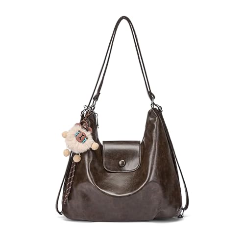 BUKESIYI Damen Tasche Rucksack Handtasche Frauen PU Leder backpack Klein Anti Diebstahl Schulrucksack Laptop Weekender DE78588 Kaffee von BUKESIYI