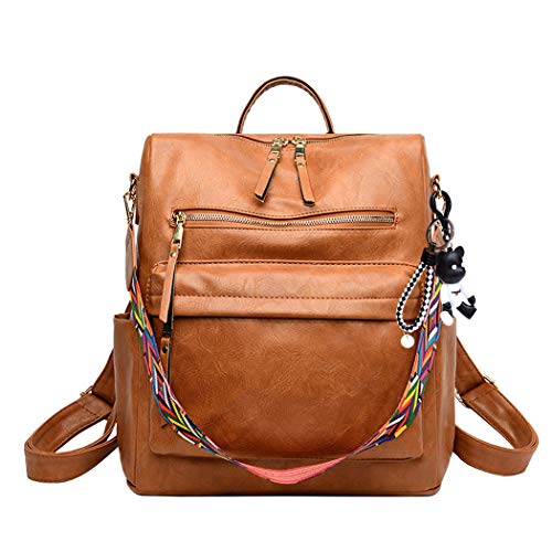 BUKESIYI Damen Tasche Rucksack Handtasche Frauen backpack Klein Anti Diebstahl Schulrucksack Laptop Weekender PU Leder DE78203 Braun von BUKESIYI