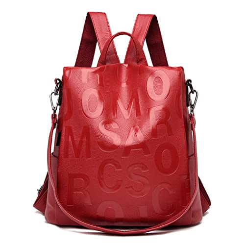 BUKESIYI Damen Tasche Rucksack Handtasche Frauen backpack Klein Anti Diebstahl Schulrucksack Laptop Weekender PU Leder DE78517 Weinrot von BUKESIYI