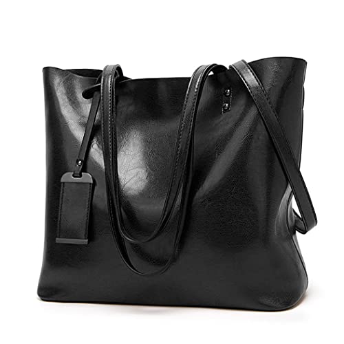 BUKESIYI Damen Tasche Schultertasche Handtasche Frauen Klein Weekender PU Leder DE77302 Schwarz von BUKESIYI