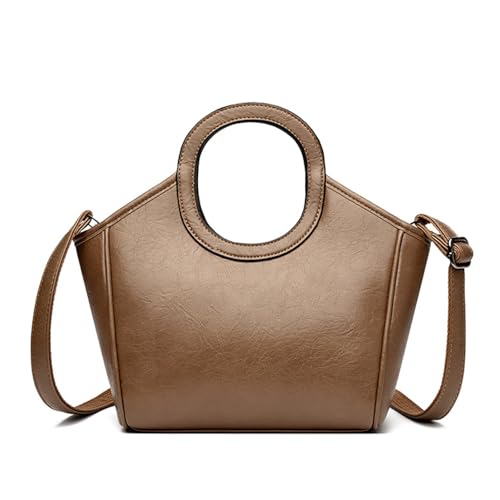 BUKESIYI Damen Tasche Umhängetasche Handtasche Frauen Klein Schultertasche Lack PU Leder Weekender DE77432 Braun von BUKESIYI
