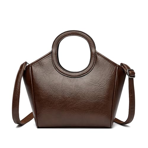 BUKESIYI Damen Tasche Umhängetasche Handtasche Frauen Klein Schultertasche Lack PU Leder Weekender DE77432 Kaffee von BUKESIYI