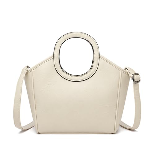 BUKESIYI Damen Tasche Umhängetasche Handtasche Frauen Klein Schultertasche Lack PU Leder Weekender DE77432 Nicht-Gerade Weiss von BUKESIYI
