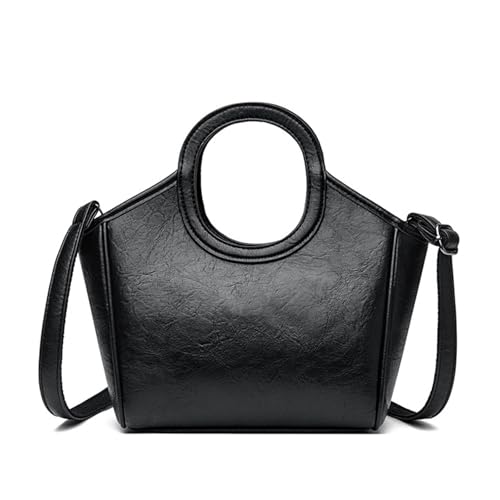 BUKESIYI Damen Tasche Umhängetasche Handtasche Frauen Klein Schultertasche Lack PU Leder Weekender DE77432 Schwarz von BUKESIYI