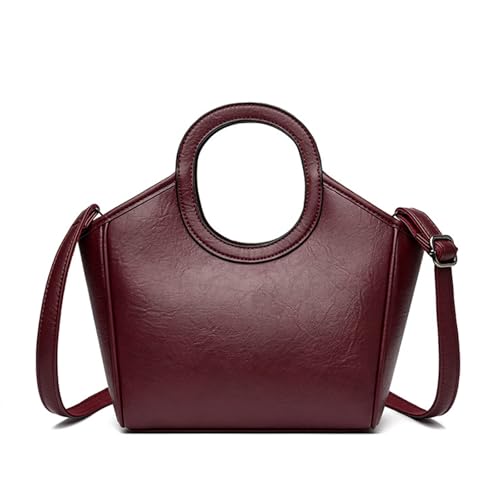BUKESIYI Damen Tasche Umhängetasche Handtasche Frauen Klein Schultertasche Lack PU Leder Weekender DE77432 Weinrot von BUKESIYI