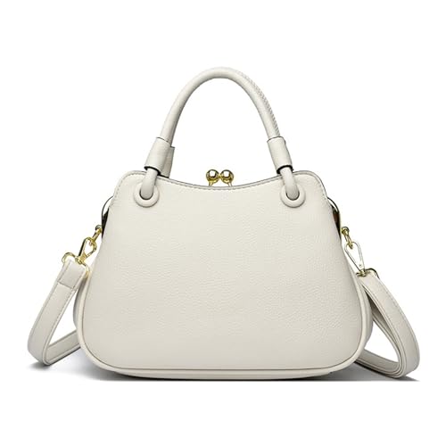 BUKESIYI Damen Tasche Umhängetasche Handtasche Frauen Klein Schultertasche Lack PU Leder Weekender DE77434 Nicht-Gerade Weiss von BUKESIYI