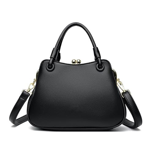 BUKESIYI Damen Tasche Umhängetasche Handtasche Frauen Klein Schultertasche Lack PU Leder Weekender DE77434 Schwarz von BUKESIYI