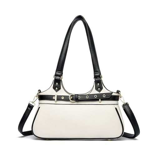 BUKESIYI Damen Tasche Umhängetasche Handtasche Frauen Klein Schultertasche Lack PU Leder Weekender DE77435 Nicht-Gerade Weiss von BUKESIYI