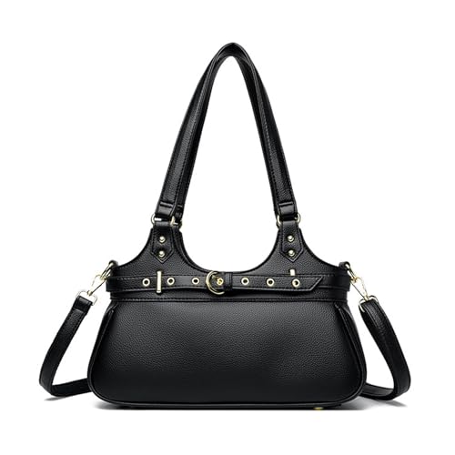 BUKESIYI Damen Tasche Umhängetasche Handtasche Frauen Klein Schultertasche Lack PU Leder Weekender DE77435 Schwarz von BUKESIYI