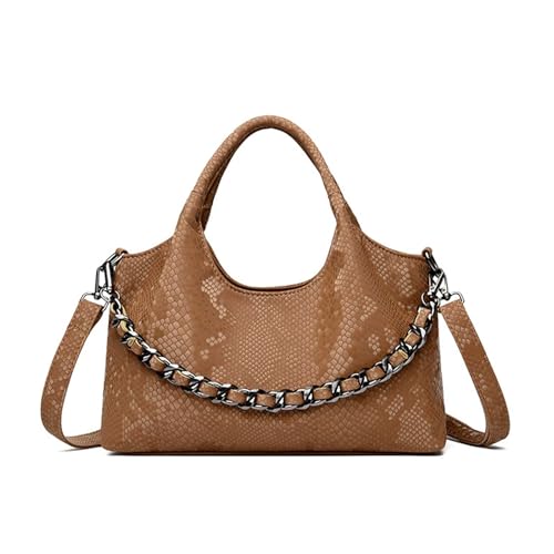 BUKESIYI Damen Tasche Umhängetasche Handtasche Frauen Klein Schultertasche Lack PU Leder Weekender DE77436 Braun von BUKESIYI