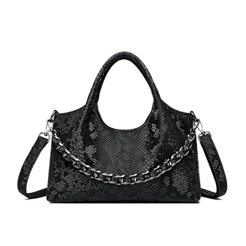BUKESIYI Damen Tasche Umhängetasche Handtasche Frauen Klein Schultertasche Lack PU Leder Weekender DE77436 Schwarz von BUKESIYI
