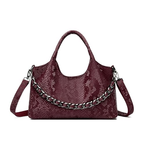 BUKESIYI Damen Tasche Umhängetasche Handtasche Frauen Klein Schultertasche Lack PU Leder Weekender DE77436 Weinrot von BUKESIYI