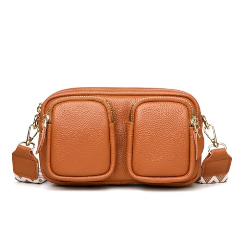 BUKESIYI Damen Tasche Umhängetasche Handtasche Frauen Klein Schultertasche Lack PU Leder Weekender DE77437 Braun von BUKESIYI