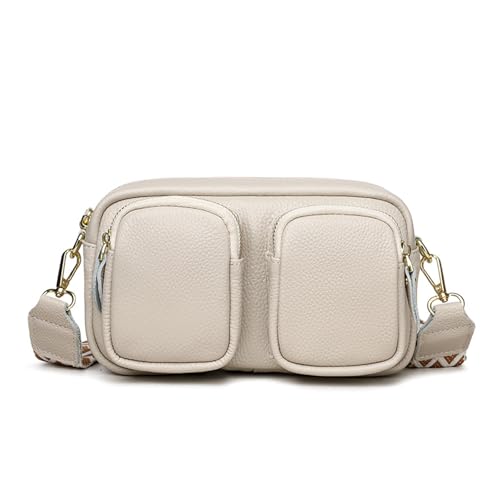 BUKESIYI Damen Tasche Umhängetasche Handtasche Frauen Klein Schultertasche Lack PU Leder Weekender DE77437 Nicht-Gerade Weiss von BUKESIYI