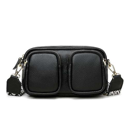 BUKESIYI Damen Tasche Umhängetasche Handtasche Frauen Klein Schultertasche Lack PU Leder Weekender DE77437 Schwarz von BUKESIYI