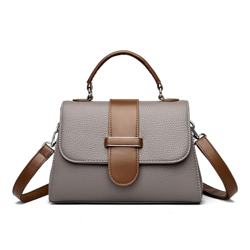 BUKESIYI Damen Tasche Umhängetasche Handtasche Frauen Klein Schultertasche Lack PU Leder Weekender DE77438 Grau von BUKESIYI