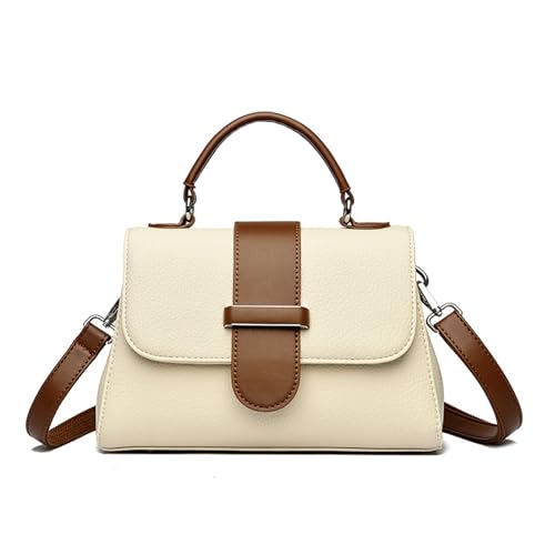 BUKESIYI Damen Tasche Umhängetasche Handtasche Frauen Klein Schultertasche Lack PU Leder Weekender DE77438 Nicht-Gerade Weiss von BUKESIYI