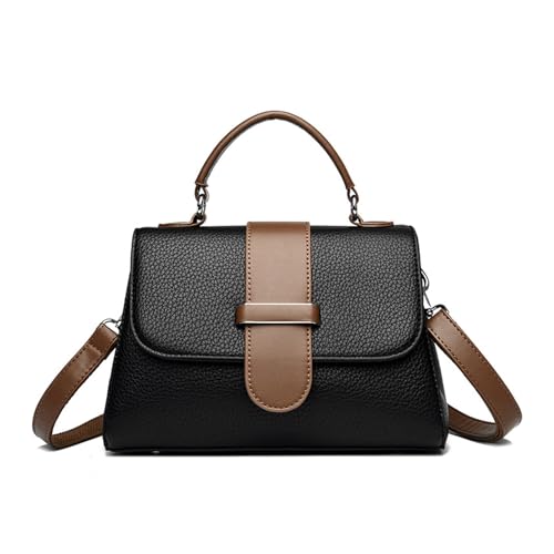 BUKESIYI Damen Tasche Umhängetasche Handtasche Frauen Klein Schultertasche Lack PU Leder Weekender DE77438 Schwarz von BUKESIYI