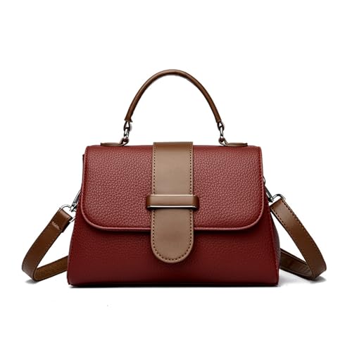BUKESIYI Damen Tasche Umhängetasche Handtasche Frauen Klein Schultertasche Lack PU Leder Weekender DE77438 Weinrot von BUKESIYI