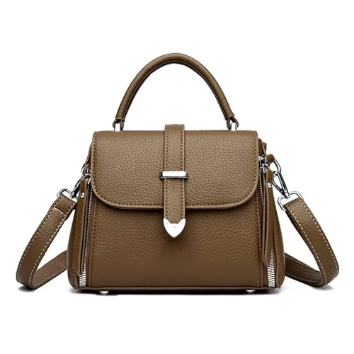 BUKESIYI Damen Tasche Umhängetasche Handtasche Frauen Klein Schultertasche Lack PU Leder Weekender DE77439 Braun von BUKESIYI