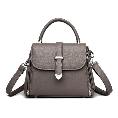 BUKESIYI Damen Tasche Umhängetasche Handtasche Frauen Klein Schultertasche Lack PU Leder Weekender DE77439 Grau von BUKESIYI