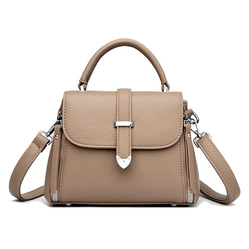 BUKESIYI Damen Tasche Umhängetasche Handtasche Frauen Klein Schultertasche Lack PU Leder Weekender DE77439 Kaki von BUKESIYI