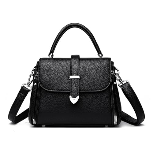 BUKESIYI Damen Tasche Umhängetasche Handtasche Frauen Klein Schultertasche Lack PU Leder Weekender DE77439 Schwarz von BUKESIYI