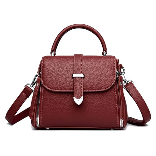 BUKESIYI Damen Tasche Umhängetasche Handtasche Frauen Klein Schultertasche Lack PU Leder Weekender DE77439 Weinrot von BUKESIYI