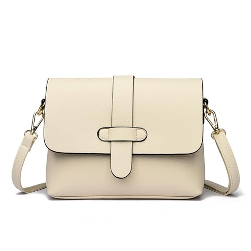 BUKESIYI Damen Tasche Umhängetasche Handtasche Frauen Klein Schultertasche Lack PU Leder Weekender DE77440 Nicht-Gerade Weiss von BUKESIYI