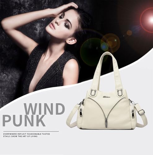 BUKESIYI Damen Tasche Umhängetasche Handtasche Frauen Klein Schultertasche Lack PU Leder Weekender DE77441 Nicht-Gerade Weiss von BUKESIYI