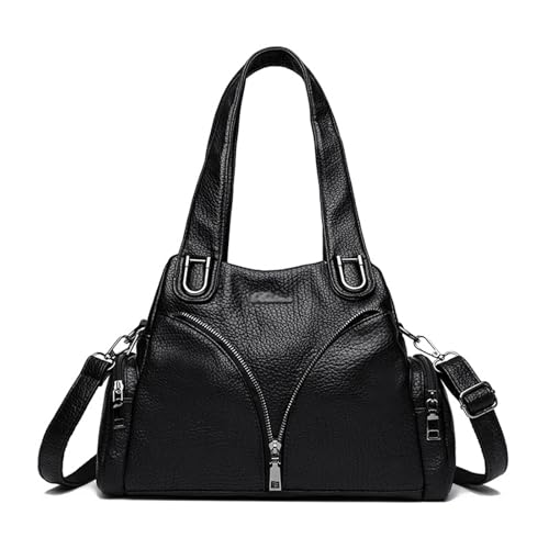 BUKESIYI Damen Tasche Umhängetasche Handtasche Frauen Klein Schultertasche Lack PU Leder Weekender DE77441 Schwarz von BUKESIYI