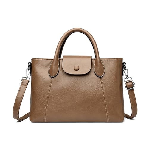 BUKESIYI Damen Tasche Umhängetasche Handtasche Frauen Klein Schultertasche Lack PU Leder Weekender DE77443 Braun von BUKESIYI