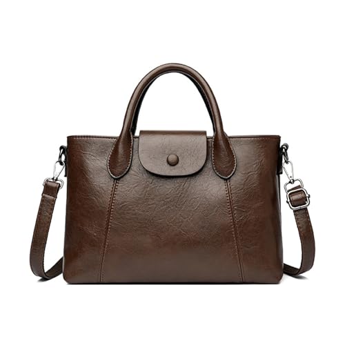 BUKESIYI Damen Tasche Umhängetasche Handtasche Frauen Klein Schultertasche Lack PU Leder Weekender DE77443 Kaffee von BUKESIYI