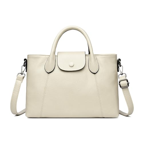BUKESIYI Damen Tasche Umhängetasche Handtasche Frauen Klein Schultertasche Lack PU Leder Weekender DE77443 Nicht-Gerade Weiss von BUKESIYI