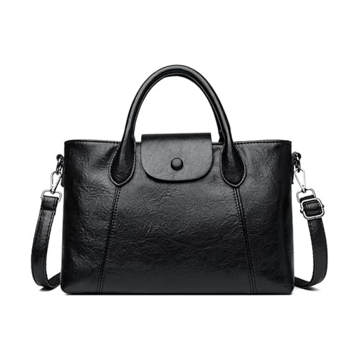 BUKESIYI Damen Tasche Umhängetasche Handtasche Frauen Klein Schultertasche Lack PU Leder Weekender DE77443 Schwarz von BUKESIYI