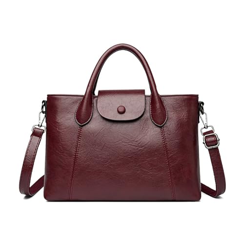 BUKESIYI Damen Tasche Umhängetasche Handtasche Frauen Klein Schultertasche Lack PU Leder Weekender DE77443 Weinrot von BUKESIYI