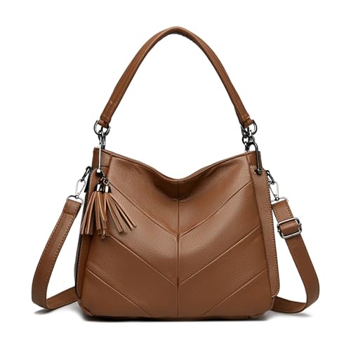 BUKESIYI Damen Tasche Umhängetasche Handtasche Frauen Klein Schultertasche Lack PU Leder Weekender DE77450 Braun von BUKESIYI