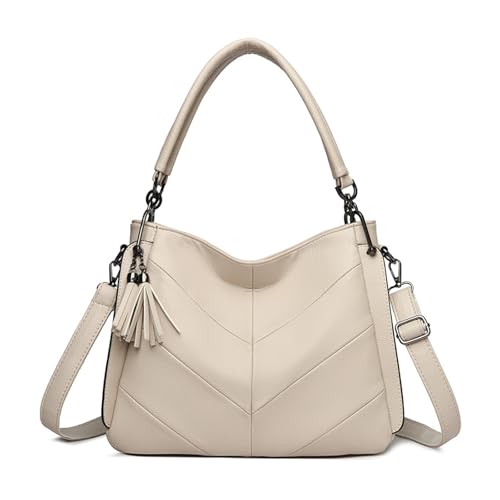BUKESIYI Damen Tasche Umhängetasche Handtasche Frauen Klein Schultertasche Lack PU Leder Weekender DE77450 Nicht-Gerade Weiss von BUKESIYI