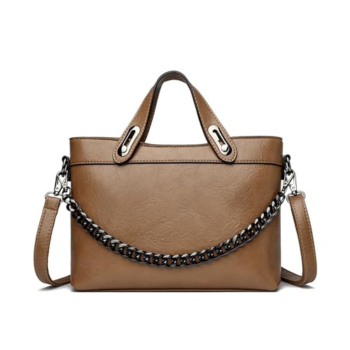 BUKESIYI Damen Tasche Umhängetasche Handtasche Frauen Klein Schultertasche Lack PU Leder Weekender DE77451 Braun von BUKESIYI