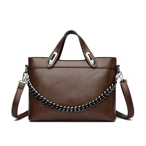 BUKESIYI Damen Tasche Umhängetasche Handtasche Frauen Klein Schultertasche Lack PU Leder Weekender DE77451 Kaffee von BUKESIYI