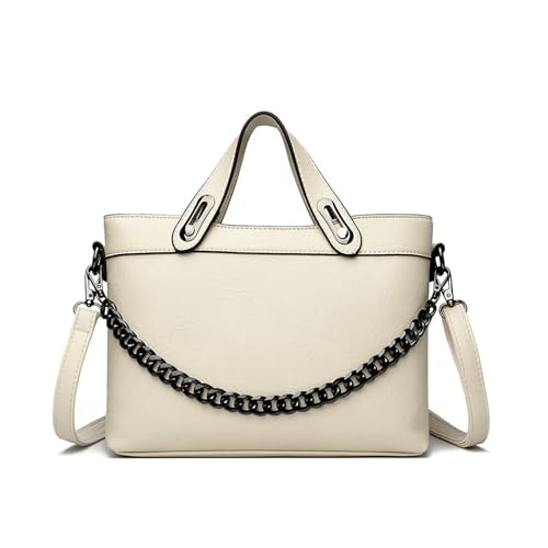 BUKESIYI Damen Tasche Umhängetasche Handtasche Frauen Klein Schultertasche Lack PU Leder Weekender DE77451 Nicht-Gerade Weiss von BUKESIYI