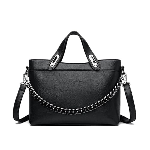 BUKESIYI Damen Tasche Umhängetasche Handtasche Frauen Klein Schultertasche Lack PU Leder Weekender DE77451 Schwarz von BUKESIYI