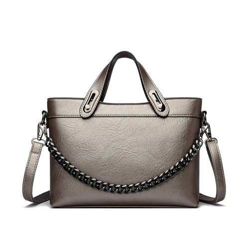 BUKESIYI Damen Tasche Umhängetasche Handtasche Frauen Klein Schultertasche Lack PU Leder Weekender DE77451 Silber von BUKESIYI